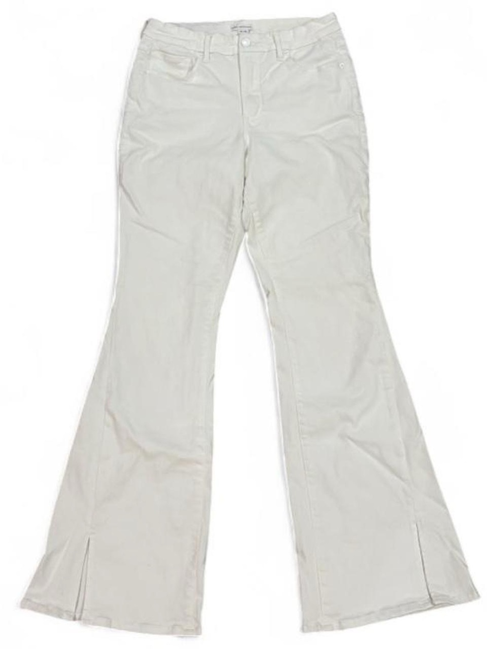 Good American white bootcut flare jeans with slit